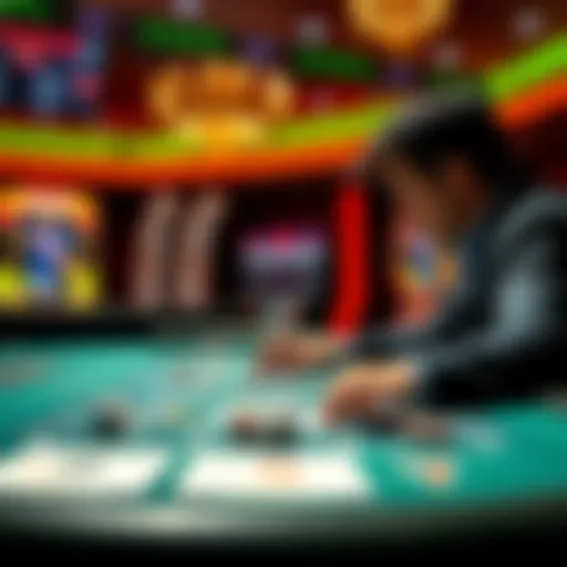 A person at a casino table looking at betting options like black-and-white numbers, dice, and a game schedule for the Royals game.