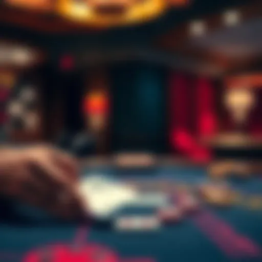 A person analyzing a betting strategy with a card game in front of them, focusing on avoiding common betting mistakes like splitting 10's.