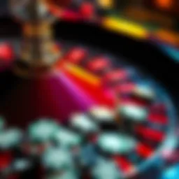A close-up of a roulette wheel with casino chips scattered around it, symbolizing gambling loss.