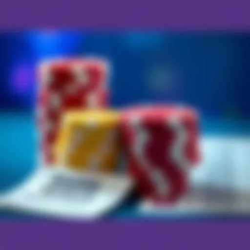 Casino chips and a betting slip Close-up of stacked casino chips next to a betting slip with a $500 bonus offer