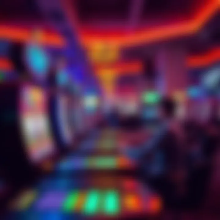 A person playing slot machines at a casino while another person plays online at home on a computer.