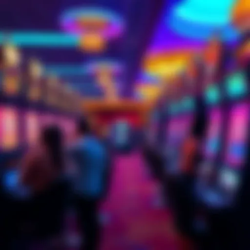 A vibrant casino scene showing players engaged at slot machines during a promotional event at Caesars Casino