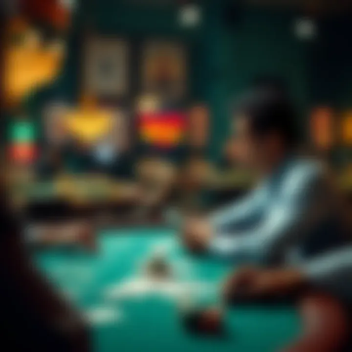 A person sitting at a casino table, analyzing cards and players with a thoughtful expression, representing the ability to read minds in games.