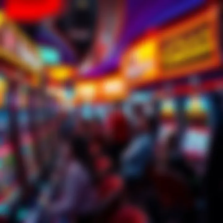 A vibrant casino scene showing people playing slots, with Harras, Caesars, and Tropicana logos visible in the background.