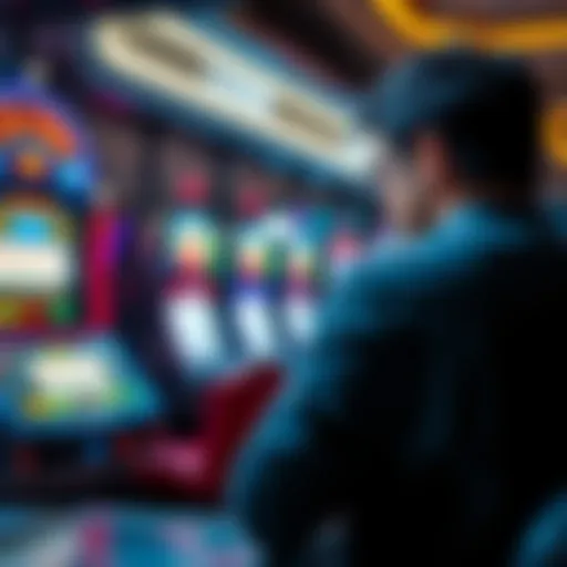 A visual representation of a player frustrated by being expelled from a casino game, with a slot machine and warning signs in the background.