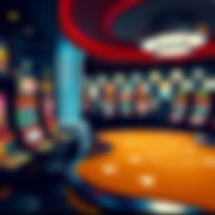 A casino setting with classic slot machines and a modern gaming table, highlighting the contrast between traditional and innovative gaming experiences.