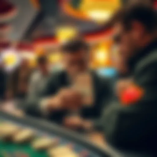 A frustrated player at a casino holding a losing ticket after being told to return a high hand prize, surrounded by concerned onlookers