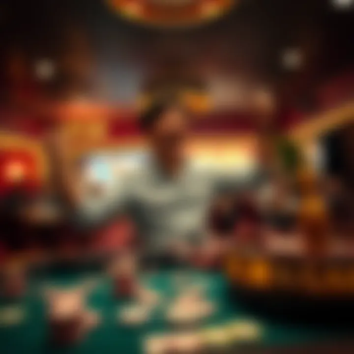 Casino Night with Excited Gambler A person celebrating a big win at a casino table, surrounded by chips and a joyful atmosphere.