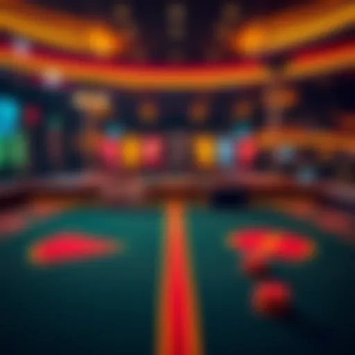 A view of a casino table showing pass and don't pass betting options, with chips placed on both lines