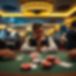 A thoughtful player sitting at a casino table, contemplating their gaming experience after being banned, surrounded by cards and chips.