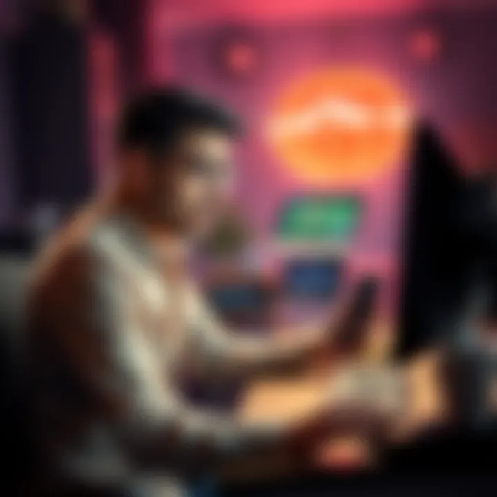 A person sitting at a desk looking concerned while checking their computer for updates on a casino payout, showing a mix of surprise and frustration.
