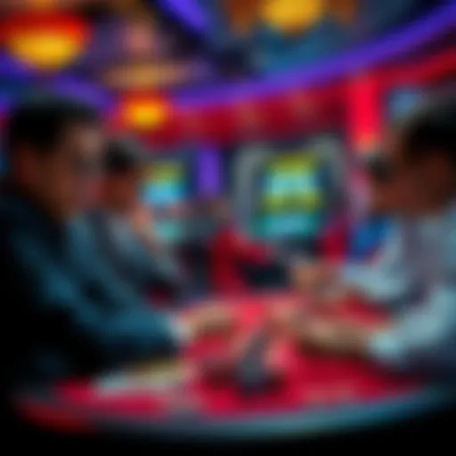 Frustrated casino players discussing their losses at a gaming table