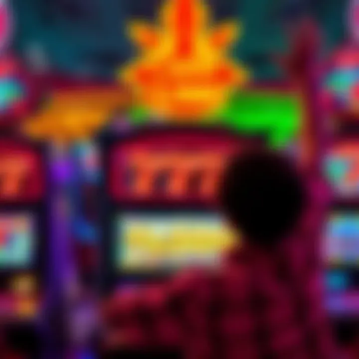 Casino Slot Machine Win A person celebrating a big win at a slot machine in Hollywood Casino, showing the screen displaying a large payout.