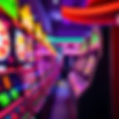 Colorful casino slots with spinning reels and bright lights