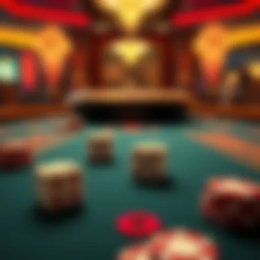 A casino table displaying dice and betting chips, illustrating a Don’t Pass betting strategy during a game.