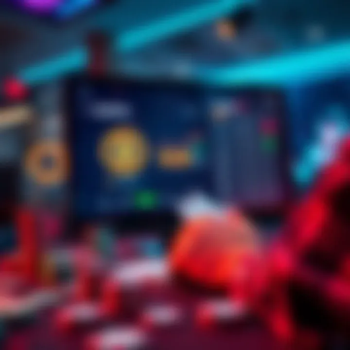 Casino Wallet Verification A person checking the real-time balance of a casino wallet on a computer screen, with poker chips and cards on the table.