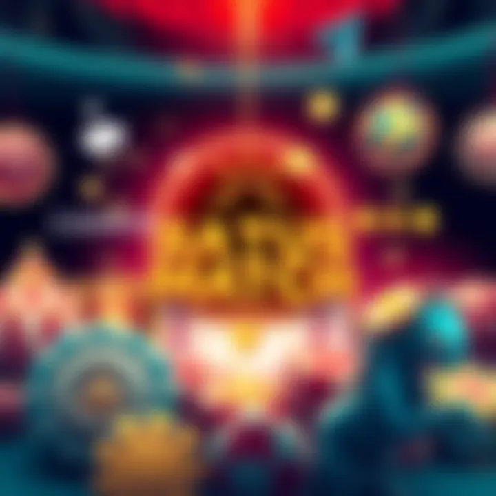 An illustration of various casino logos with a focus on promotions, symbolizing status match offers in gambling.