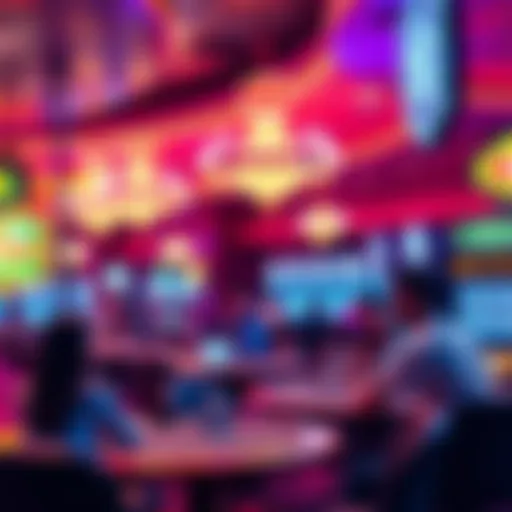 A relaxed casino environment in Las Vegas, showing people enjoying games at tables without pressure, featuring bright lights and a welcoming atmosphere.