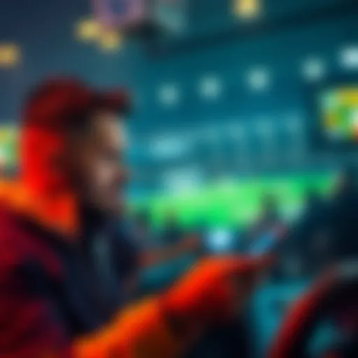 A person looking at their betting account on a smartphone, contemplating their sports gambling winnings and tax reporting responsibilities