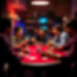 Group of friends enjoying a recreational poker game at home, smiling and having fun with cards and chips on the table.