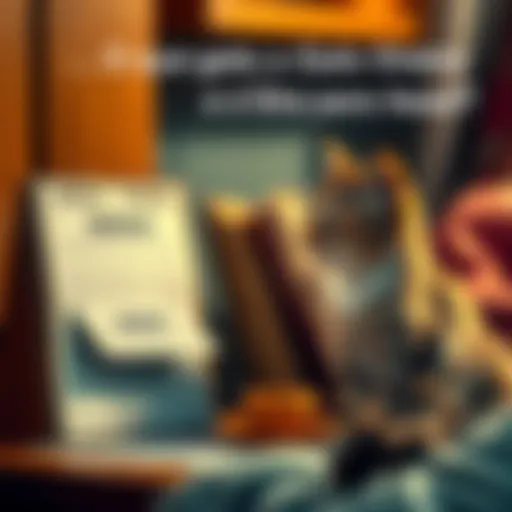 A cat sitting next to a calendar with a bonus notice, as its owner chats playfully with it.