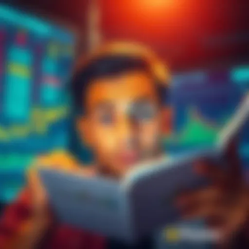 A person examining investment charts with a puzzled expression, showing concern about potential scams or donations disguised as investments.