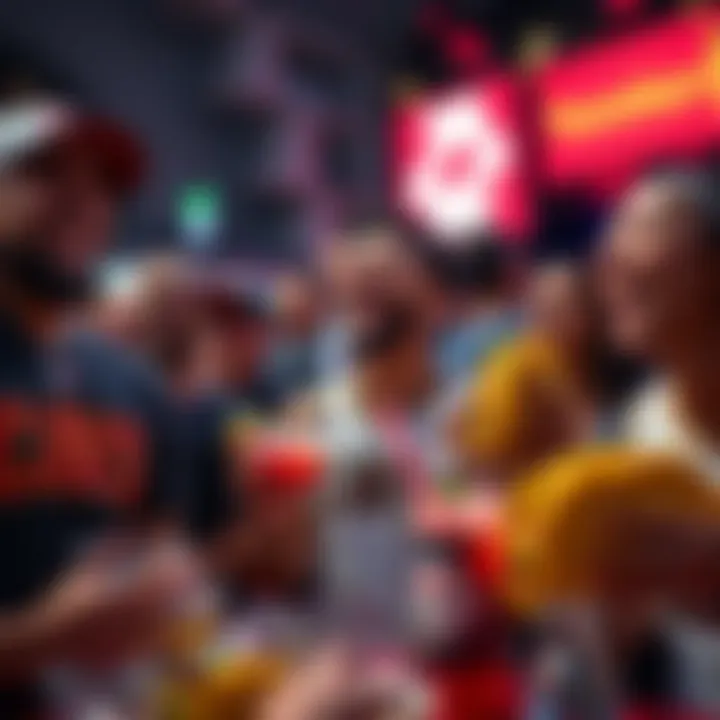 Cleveland Cavaliers fans laughing during Taco Tuesday event, with low performance projections displayed