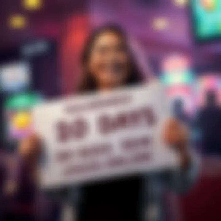 A person holding a sign that reads '20 Days Without Slots' with a joyful expression, symbolizing their victory over addiction.