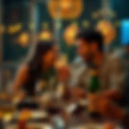 Celebration dinner after a victory A couple enjoying a dinner together, smiling and celebrating their success