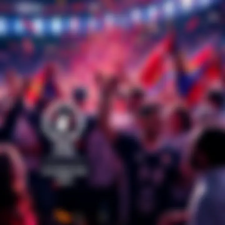 People celebrating together with flags and confetti after a significant win in 2026.