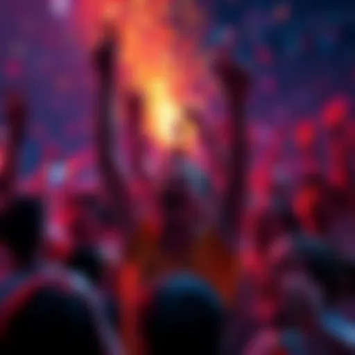 A crowd cheering and celebrating a significant victory, with smiles and excitement visible on their faces.