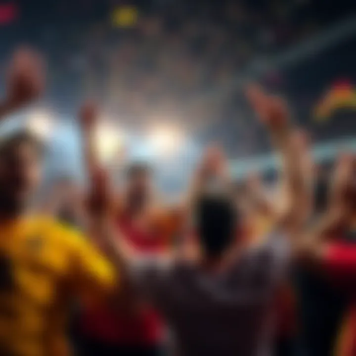 Fans celebrating joyfully after winning a parlay bet on their LaLiga team during the match