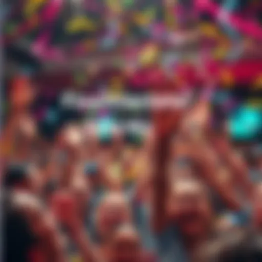 A joyful crowd celebrating a recent achievement with confetti and smiles in a vibrant community setting.