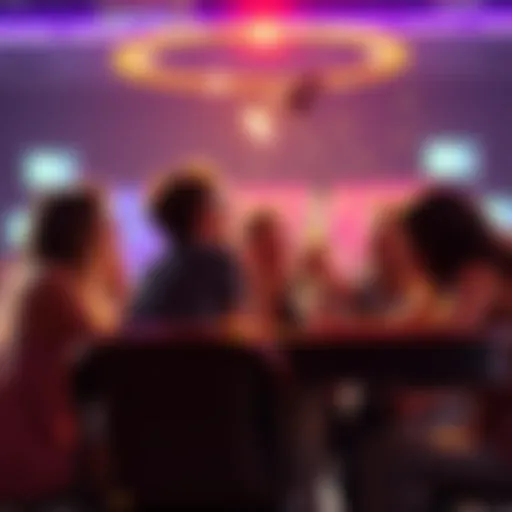 A group of friends celebrating a small victory while playing a $5 game together, with smiles and cheers