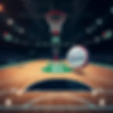 Basketball court with Celtics and Sixers logos and betting odds