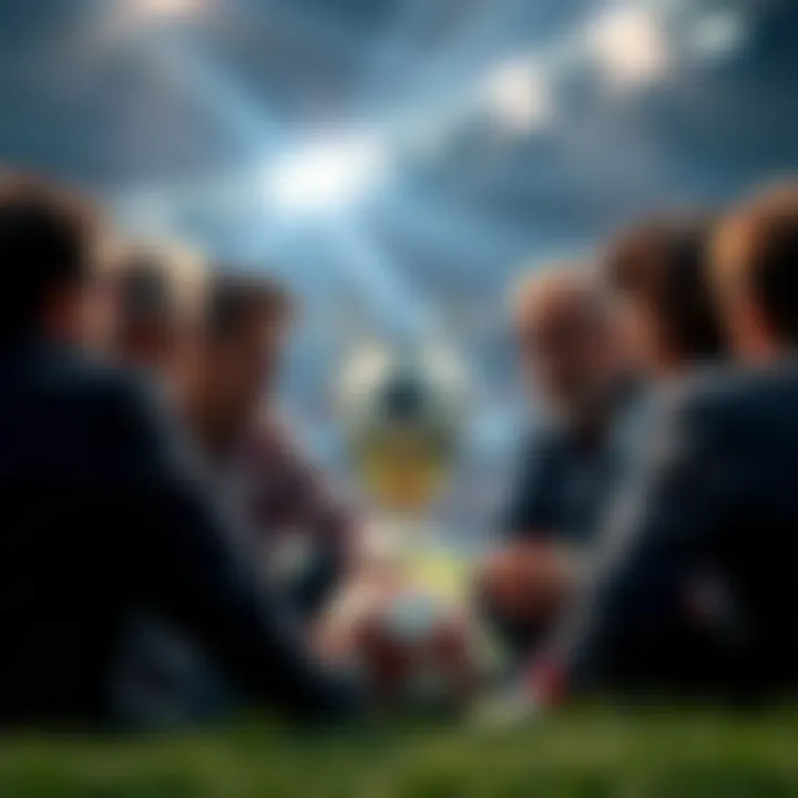 People discussing betting options for the Champions League final with a soccer ball in view
