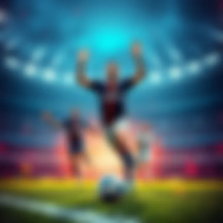 Exciting scene of a Champions League final soccer match with PSG players celebrating a goal