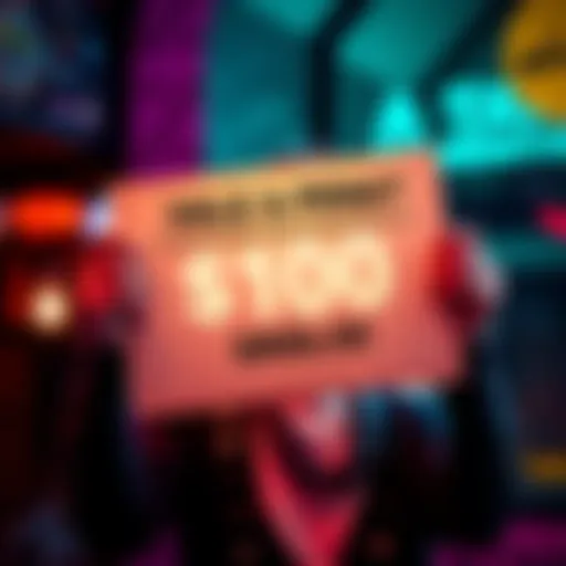 A person holding a sign that says $100 Free, looking excited