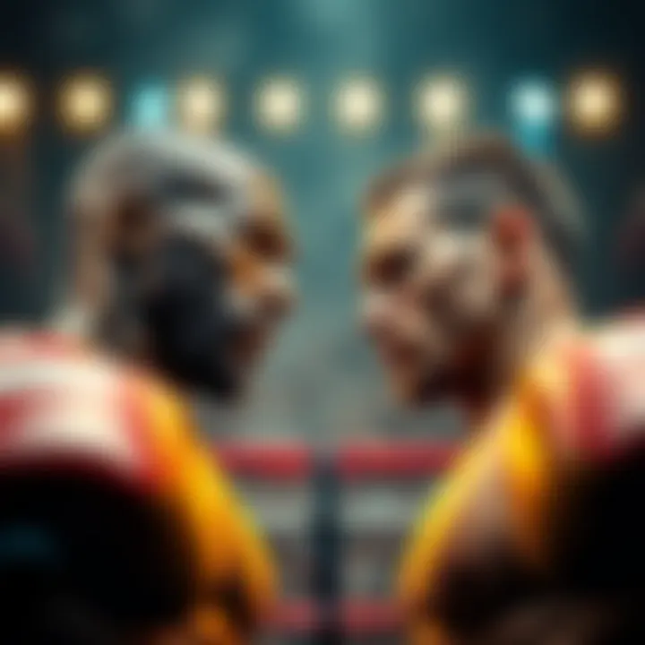 Charles Johnson and Eduardo Henrique in a boxing ring, both looking determined as they prepare for their match