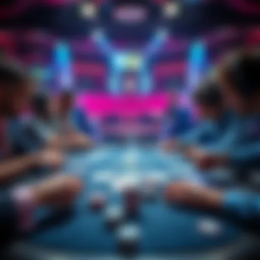 A poker table showing players considering their next moves, highlighting a check raise scenario during the flop.