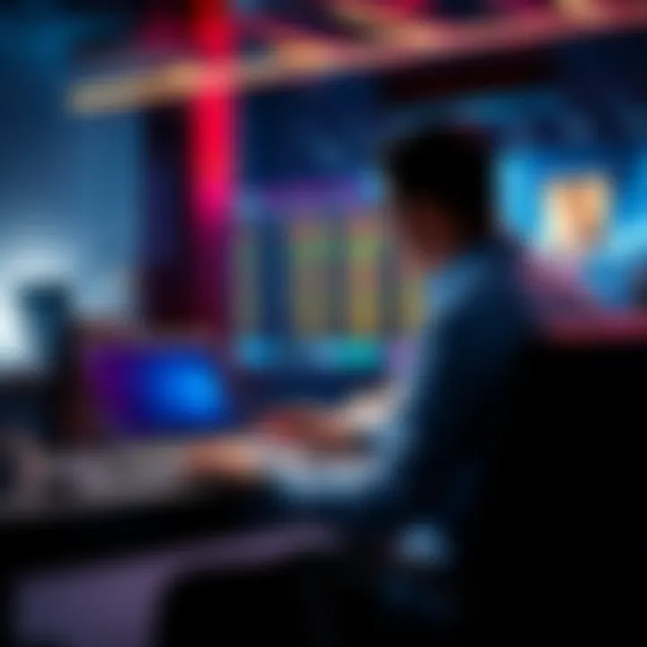 Person checking bets on a laptop A person sitting at a desk, looking at a laptop screen displaying betting totals in SC