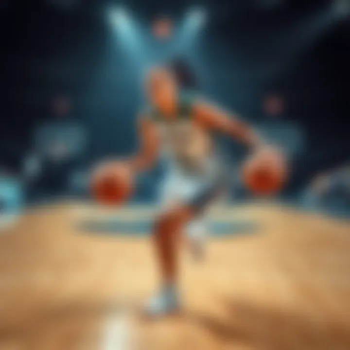 Chelsea Gray dribbling the basketball on the court during a game