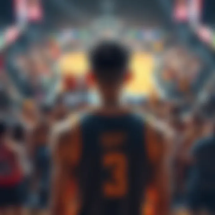 Chet looking dejected on the court after scoring only 4 points in a game, surrounded by teammates and fans reacting to the score.