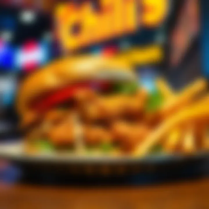 Chicken sandwich at Chili's Delicious chicken sandwich served at Chili's restaurant with fries on the side
