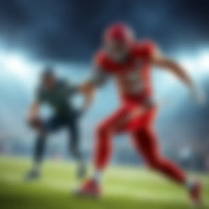 Chiefs vs Seahawks Football Game Football players from the Chiefs and Seahawks in action during the Sunday Night Football game.