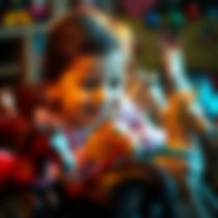 A girl surrounded by toy horses, smiling and recalling childhood memories