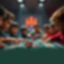 A group of children learning to play poker around a table, focusing on cards and chips