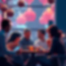People discussing life choices and bets in a lively setting