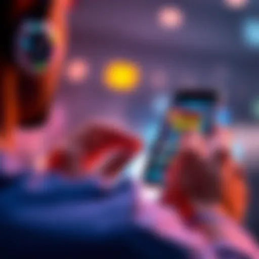 A person comparing different apps for buying game chips on a smartphone