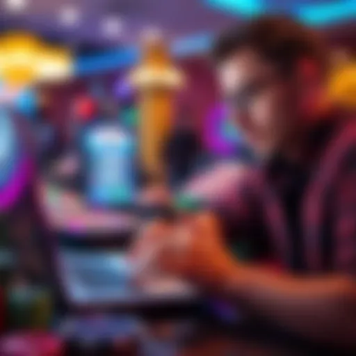 Person analyzing options for a new online casino, looking at games and payment methods on a laptop